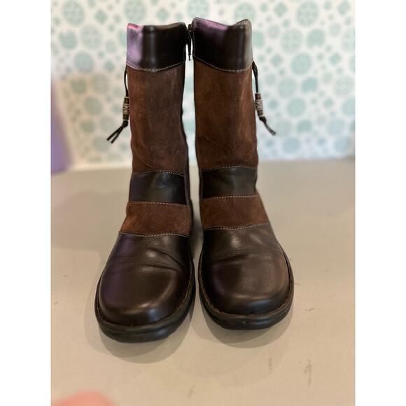 Josef Seibel Womens 36 US 5.5 Calf Leather Boots Slip On Brown Side Tassel - Picture 1 of 10